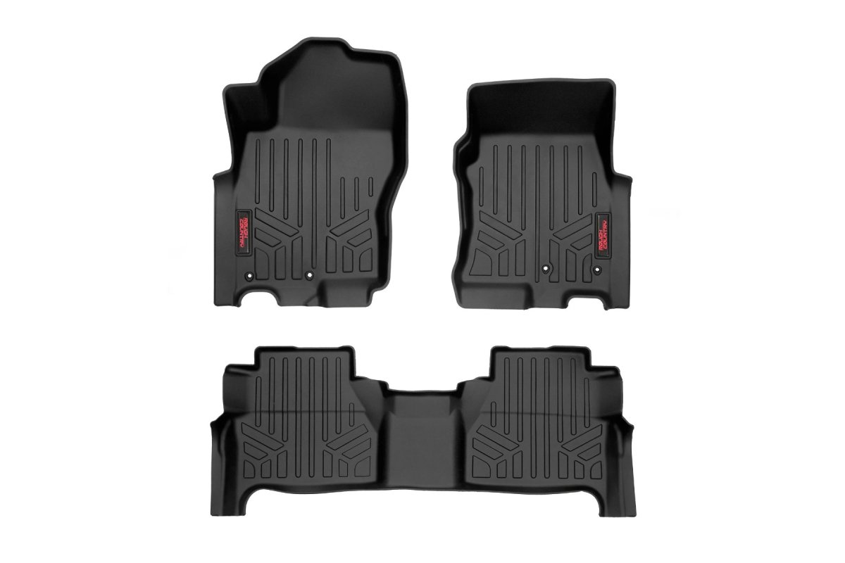 Nissan Frontier Floor Mats - Front + Rear - Rough Country - Heavy Duty Floor Mats - '22-'23